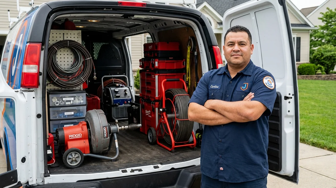 Professional drain cleaning equipment and Johns Plumbing LLC plumber in Nescopeck