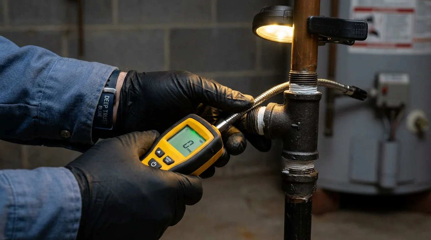 Gas leak detection with electronic sniffer by Johns Plumbing LLC in Nescopeck