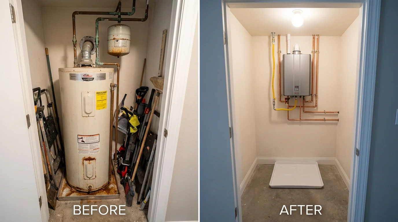 Tank water heater versus wall-mounted tankless unit comparison for Nescopeck, PA homeowners